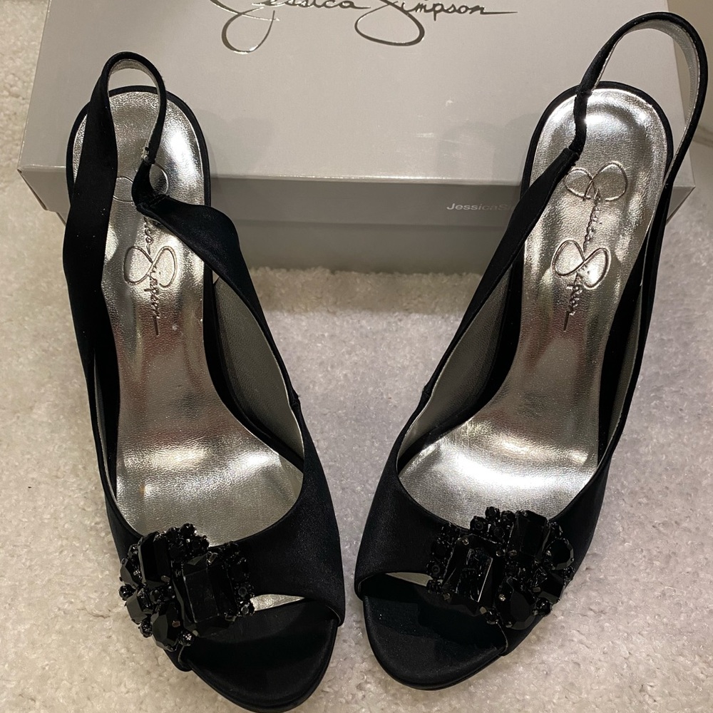 Jessica Simpson Black Satin Heels size 8M